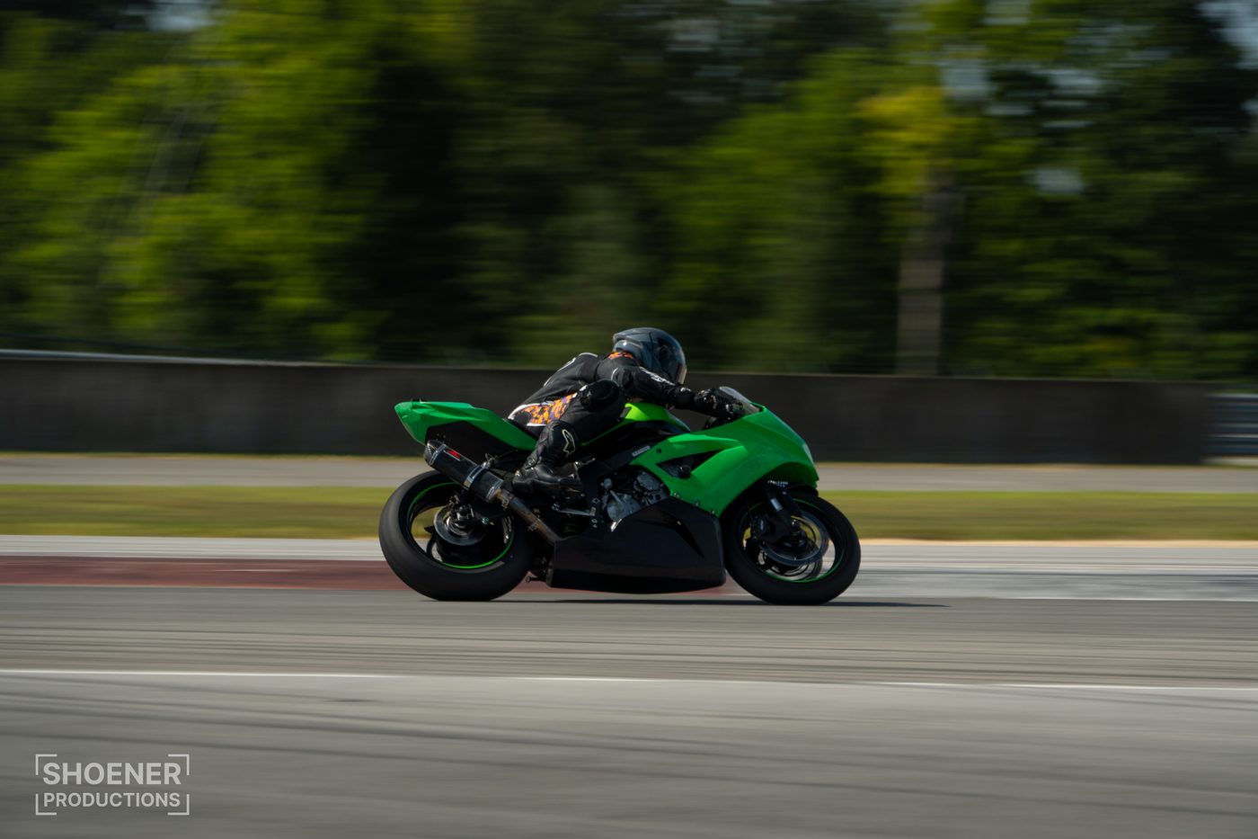 Motorcycle racing on a track